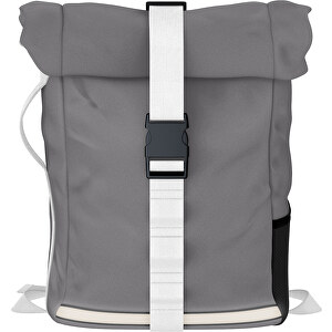 Rolltop Rucksack Comfort , delfingrau / weiß, Sublimation-fabric 200g - Polyester (PU), 29,50cm x 13,00cm x 33,00cm (Länge x Höhe x Breite)