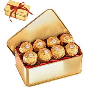 Goldbox Ferrero Rocher , gold, Metall, 14,50cm x 5,50cm x 9,30cm (Länge x Höhe x Breite)