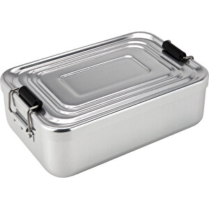 ROMINOX® Lunchbox // Quadra Silber , silber glänzend, Aluminium (poliert), Kunststoff, 17,30cm x 5,60cm x 11,90cm (Länge x Höhe x Breite)