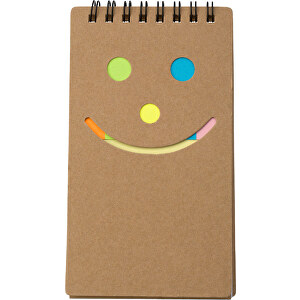 Notizbuch Happy Face , braun, Karton, Papier, Stahl, 15,00cm x 0,80cm x 8,00cm (Länge x Höhe x Breite)