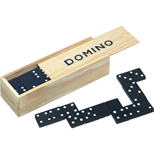 Klassisches Spiel DOMINO , holz, schwarz, Holz, 14,50cm x 2,90cm x 4,90cm (Länge x Höhe x Breite)