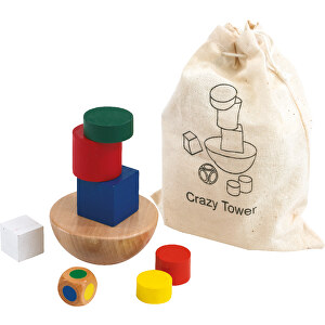 Geschicklichkeitsspiel CRAZY TOWER , bunt, Holz / Baumwolle, 13,40cm x 5,90cm (Länge x Breite)