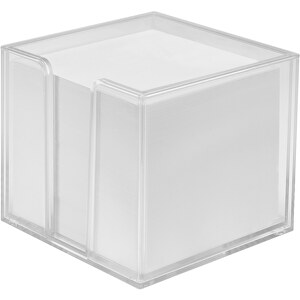 Zettelbox 'Sigma', Doppelwandig , glasklar, PS+PAP, 10,50cm x 9,00cm x 10,50cm (Länge x Höhe x Breite)