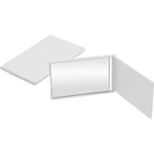 Taschenspiegel, Rechteckig , weiß, ABS+GL, 0,85cm x 0,05cm x 0,55cm (Länge x Höhe x Breite)