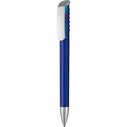 Kugelschreiber Top Spin Frozen SI , Ritter-Pen, blau-frozen/silber, ABS-Kunststoff, 14,10cm (Länge), Bild 1