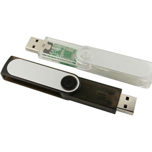 USB-Stick SWING II 8GB , Promo Effects MB , klar / transparent MB , 8 GB , Kunststoff/Aluminium MB , 3 - 10 MB/s MB , 5,90cm x 1,10cm x 1,65cm (Länge x Höhe x Breite), Bild 2