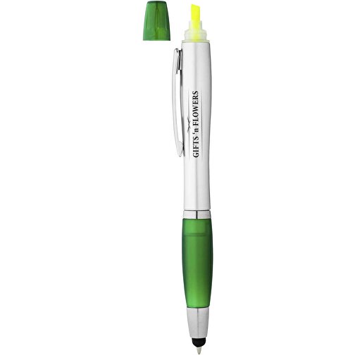 Bolígrafo-puntero y subrayador de color plata con grip de color 'Nash', Imagen 4