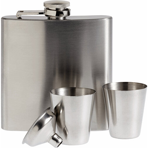 Slimmy Flask Set , silber matt, Edelstahl, 16,50cm x 4,00cm (Länge x Breite), Bild 3