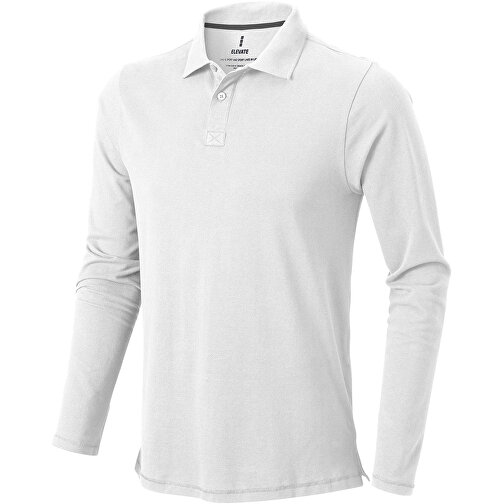Oakville Langarm Poloshirt Für Herren , weiß, Piqué Strick 100% BCI Baumwolle, 200 g/m2, L, , Bild 1