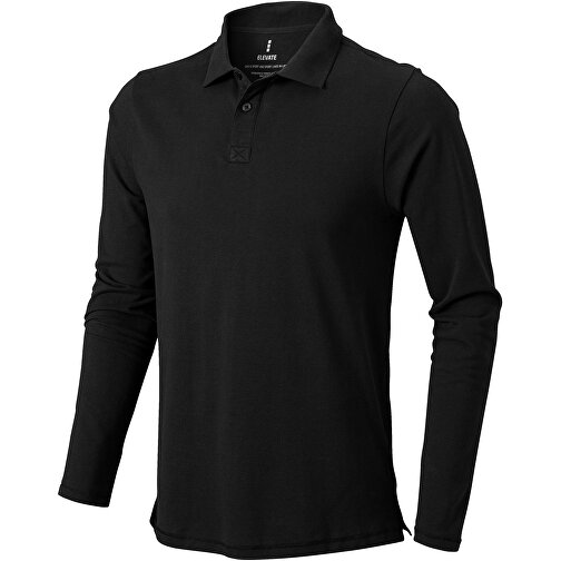 Oakville Langarm Poloshirt Für Herren , schwarz, Piqué Strick 100% BCI Baumwolle, 200 g/m2, XS, , Bild 1