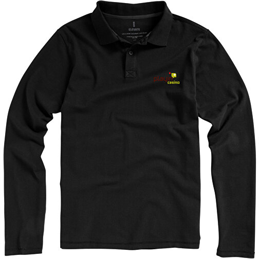 Oakville Langarm Poloshirt Für Herren , schwarz, Piqué Strick 100% BCI Baumwolle, 200 g/m2, XS, , Bild 2