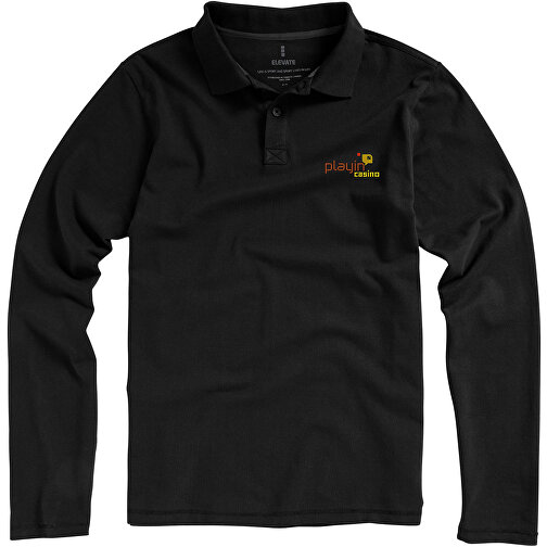 Oakville Langarm Poloshirt Für Herren , schwarz, Piqué Strick 100% BCI Baumwolle, 200 g/m2, M, , Bild 4