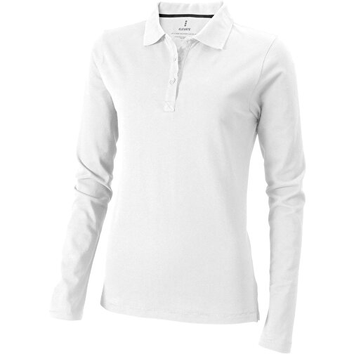 Oakville Langarm Poloshirt Für Damen , weiß, Piqué Strick 100% BCI Baumwolle, 200 g/m2, S, , Bild 1