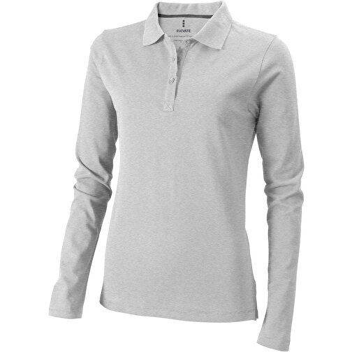 Oakville Langarm Poloshirt Für Damen , grau meliert, Piqué Strick 90% Baumwolle, 10% Viskose, 200 g/m2, M, , Bild 1