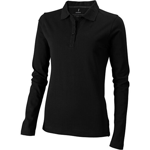 Oakville Langarm Poloshirt Für Damen , schwarz, Piqué Strick 100% BCI Baumwolle, 200 g/m2, L, , Bild 1