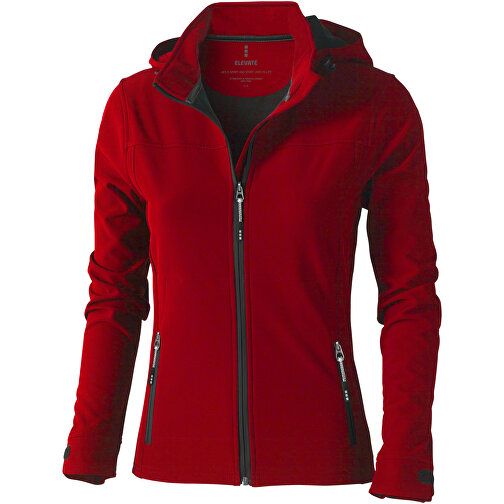Langley softshell dame jakke (XS, rød, Softshell lavet af % polyester og 10 % spandex, foring af 100 % polyestermikrofleece) reklameartikler på GIFFITS.dk | Art.nr. 114801