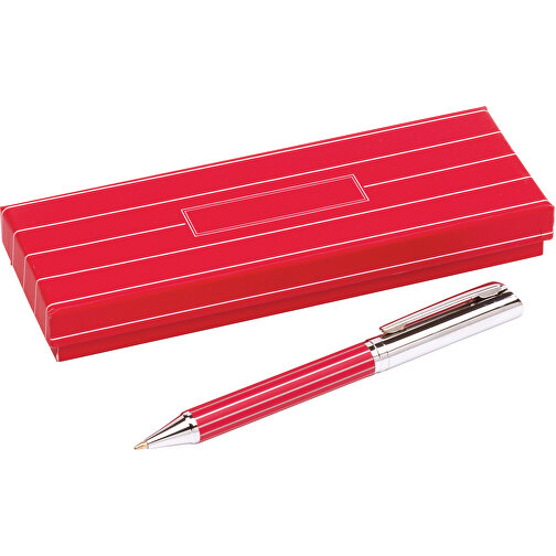 Kugelschreiber ADORNO , rot, silber, Messing, 17,00cm x 2,30cm x 6,00cm (Länge x Höhe x Breite), Bild 5