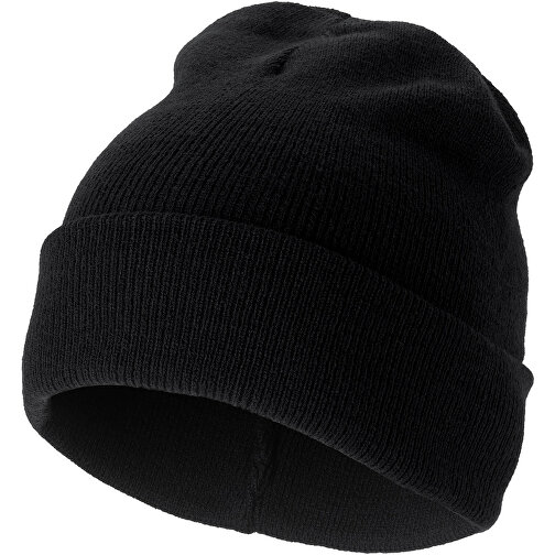 Irwin Mütze , schwarz, 1x1 Rib Strick 100% Acryl, 23,00cm x 19,00cm (Höhe x Breite), Bild 1