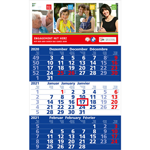 3-Monats-Kalender Solid 3 Bestseller, Dunkelblau , dunkelblau, rot, Papier, 49,00cm x 30,00cm (Länge x Breite), Bild 2