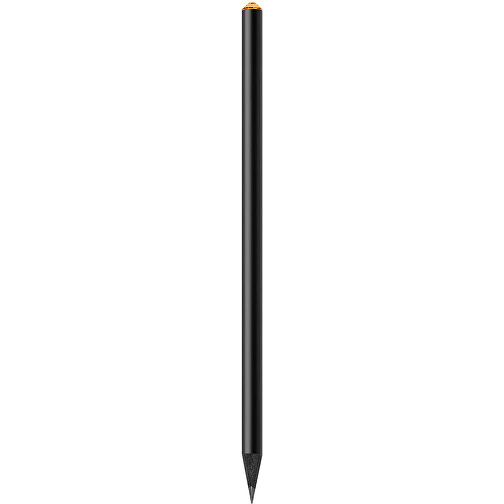Schwarzer Bleistift Mit Original Preciosa®-Kristall , schwarz, Kristall orange, Holz, 17,70cm x 0,70cm x 0,70cm (Länge x Höhe x Breite), Bild 1