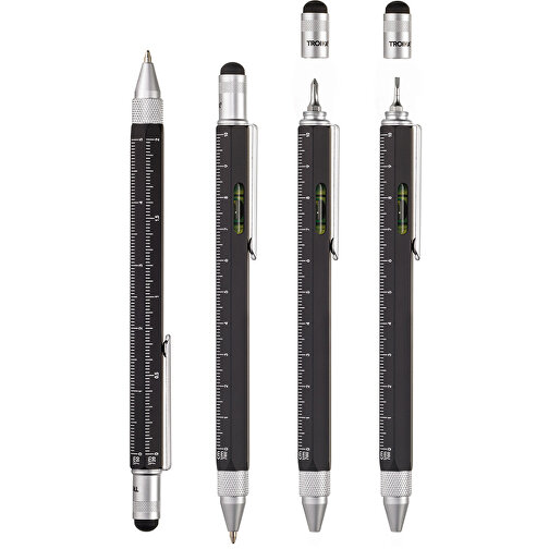 TROIKA Multitasking-Kugelschreiber CONSTRUCTION , Troika, schwarz, Messing, 15,00cm x 1,30cm x 1,10cm (Länge x Höhe x Breite), Bild 4