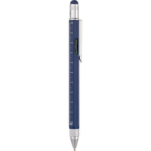 TROIKA Multitasking-Kugelschreiber CONSTRUCTION , Troika, blau, silberfarben, Messing, 15,00cm x 1,30cm x 1,10cm (Länge x Höhe x Breite), Bild 1