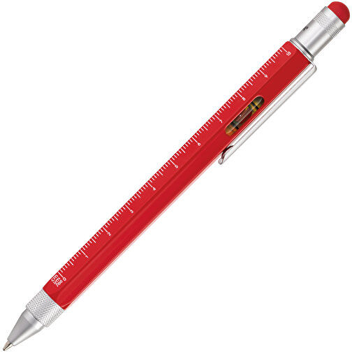 TROIKA Multitasking-Kugelschreiber CONSTRUCTION , Troika, rot, silberfarben, Messing, 15,00cm x 1,30cm x 1,10cm (Länge x Höhe x Breite), Bild 2