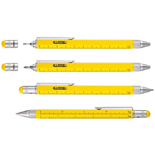 TROIKA Multitasking-Kugelschreiber CONSTRUCTION , Troika, gelb, silberfarben, Messing, 15,00cm x 1,30cm x 1,10cm (Länge x Höhe x Breite), Bild 4