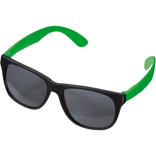 Sonnenbrille Neon UV400 , schwarz / grün, PP & Polycarbonat, 14,50cm x 4,80cm x 14,50cm (Länge x Höhe x Breite), Bild 1