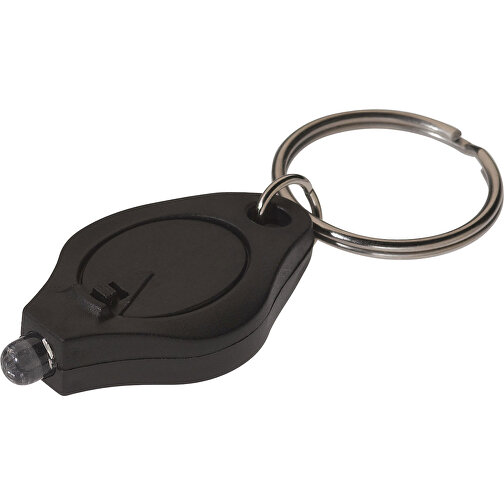 Schlüsselanhänger Mit Mini-Taschenlampe , schwarz, PS, 4,30cm x 0,80cm x 2,30cm (Länge x Höhe x Breite), Bild 1