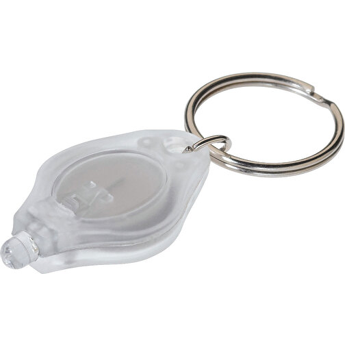 Schlüsselanhänger Mit Mini-Taschenlampe , gefrostet weiss, PS, 4,30cm x 0,80cm x 2,30cm (Länge x Höhe x Breite), Bild 1