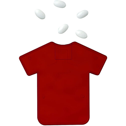 Mint-Spender 'Trikot' , trend-rot PP, Kunststoff, 7,40cm x 0,90cm x 7,00cm (Länge x Höhe x Breite), Bild 1