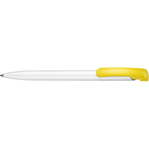 Kugelschreiber CLEAR , Ritter-Pen, zitronen-gelb/weiss, ABS-Kunststoff, 14,80cm (Länge), Bild 3