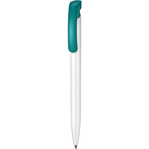 Kugelschreiber CLEAR , Ritter-Pen, petrol/weiss, ABS-Kunststoff, 14,80cm (Länge), Bild 1