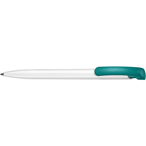 Kugelschreiber CLEAR , Ritter-Pen, petrol/weiß, ABS-Kunststoff, 14,80cm (Länge), Bild 3