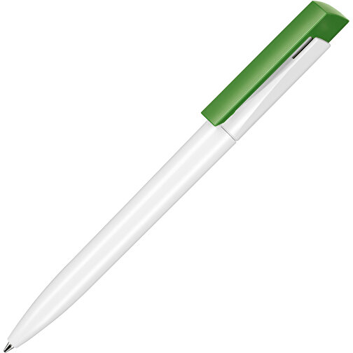 Kugelschreiber FRESH , Ritter-Pen, apfelgrün/weiss, ABS-Kunststoff, 14,50cm (Länge), Bild 2
