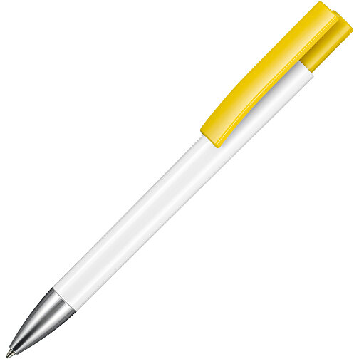 Kugelschreiber STRATOS , Ritter-Pen, zitronen-gelb/weiß, ABS-Kunststoff, 14,50cm (Länge), Bild 2
