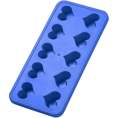Eiswürfelform 'Herzen' , standard-blau PP, Kunststoff, 22,00cm x 2,00cm x 10,50cm (Länge x Höhe x Breite), Bild 1