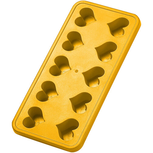 Eiswürfelform 'Herzen' , standard-gelb, Kunststoff, 22,00cm x 2,00cm x 10,50cm (Länge x Höhe x Breite), Bild 1