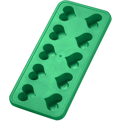 Eiswürfelform 'Herzen' , standard-grün, Kunststoff, 22,00cm x 2,00cm x 10,50cm (Länge x Höhe x Breite), Bild 1