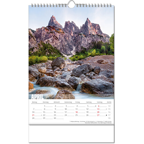 Kalender 'Bergwelten' i formatet 24 x 38,5 cm, med Wire-O indbinding, Billede 5