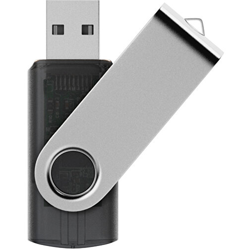 USB-Stick SWING 3.0 32 GB , Promo Effects MB , schwarz transparent MB , 32 GB , Kunststoff, Metall MB , 10 - 45 MB/s MB , 5,80cm x 1,09cm x 1,90cm (Länge x Höhe x Breite), Bild 1