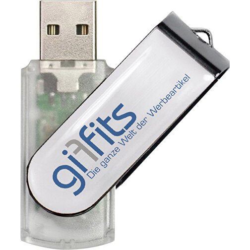 USB-Stick SWING 3.0 DOMING 16GB , Promo Effects MB , klar transparent MB , 16 GB , Kunststoff/ Aluminium MB , 10 - 45 MB/s MB , 5,70cm x 1,00cm x 1,90cm (Länge x Höhe x Breite), Bild 1