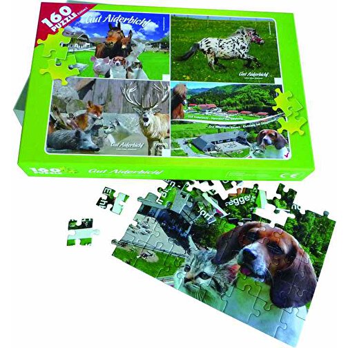 Puzzle DIN A3  In Stülpdeckelkarton , 1,9 mm blaue Puzzlepappe einseitig kaschiert mit 150 g/qm Offsetpapier (glatt), 33,00cm x 4,00cm x 22,00cm (Länge x Höhe x Breite), Bild 1
