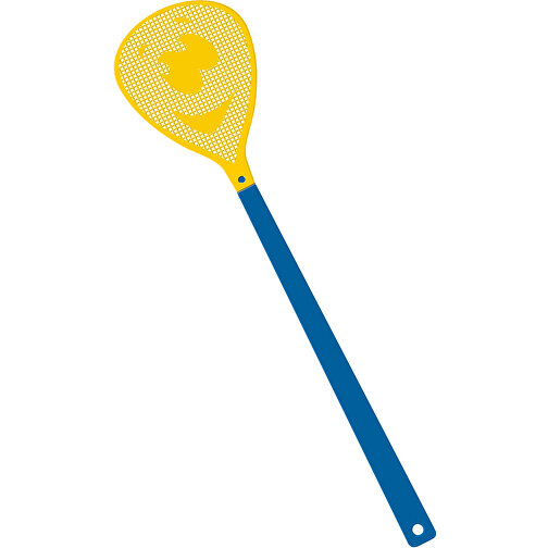 Fliegenklatsche 'Gesicht' , blau, gelb, PE+PS, 43,30cm x 0,50cm x 10,30cm (Länge x Höhe x Breite), Bild 1
