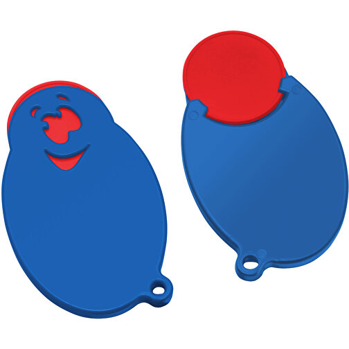 Chiphalter Mit 1€-Chip 'Gesicht' , rot, blau, ABS, 5,90cm x 0,40cm x 3,50cm (Länge x Höhe x Breite), Bild 1