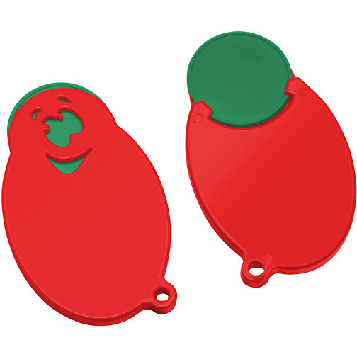Chiphalter Mit 1€-Chip 'Gesicht' , grün, rot, ABS, 5,90cm x 0,40cm x 3,50cm (Länge x Höhe x Breite), Bild 1