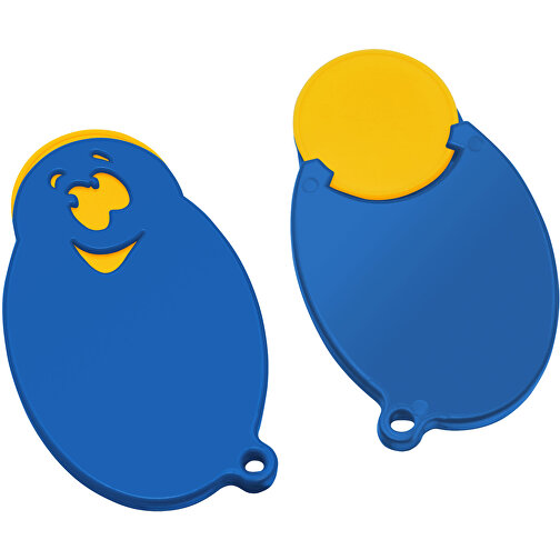 Chiphalter Mit 1€-Chip 'Gesicht' , gelb, blau, ABS, 5,90cm x 0,40cm x 3,50cm (Länge x Höhe x Breite), Bild 1