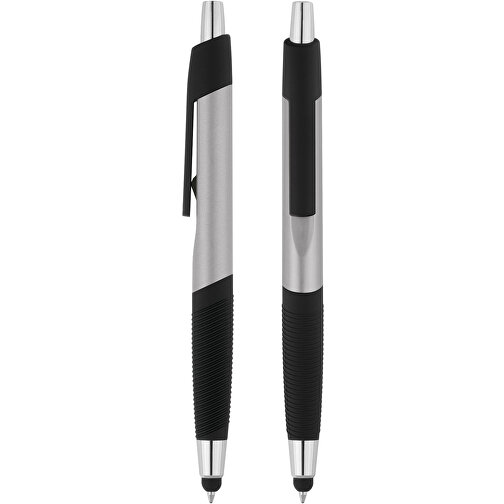 Touchscreen-Druckkugelschreiber 'Phobos' , silber, schwarz, ABS, 14,30cm (Länge), Bild 1