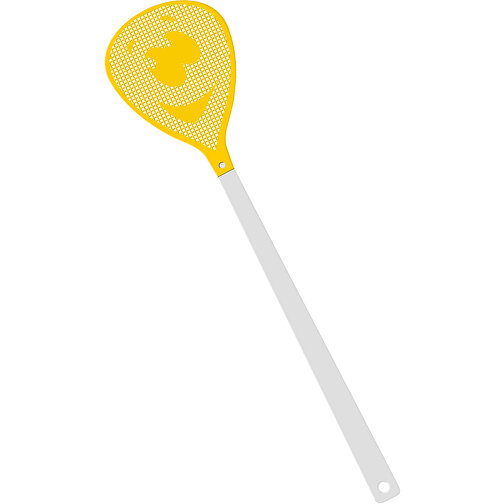 Fliegenklatsche 'Gesicht' , weiß, gelb, PE+PS, 43,30cm x 0,50cm x 10,30cm (Länge x Höhe x Breite), Bild 1